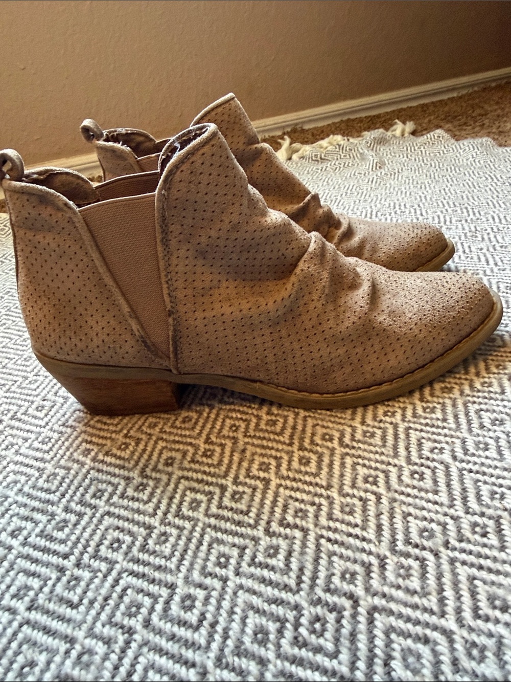 Report Women’s Suede Perforated Slip-On Ankle Boots - Taupe - Picture 6 of 16